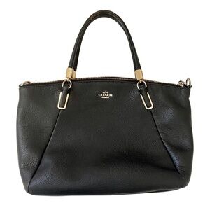 Coach Kelsey Satchel Black Pebbled Leather